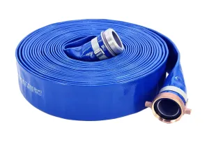 1147-2000-50 PVC Discharge Hose Assembly, Blue, 2" Male X Female NPSM, 65 psi Max Pressure, 50' Length, 2" ID