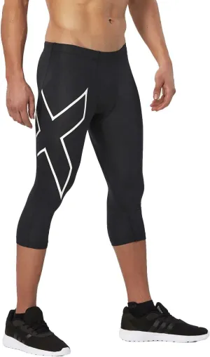 2XU Men's TR 2 3/4 Compression Tights, Black/White, Small Tall