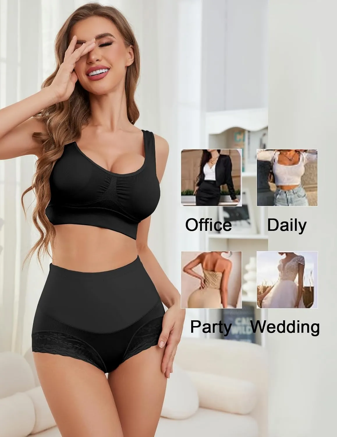 4 Packs Women's Tummy Control Underwear High Waisted Shapewear Panties Stretch Full Coverage Briefs