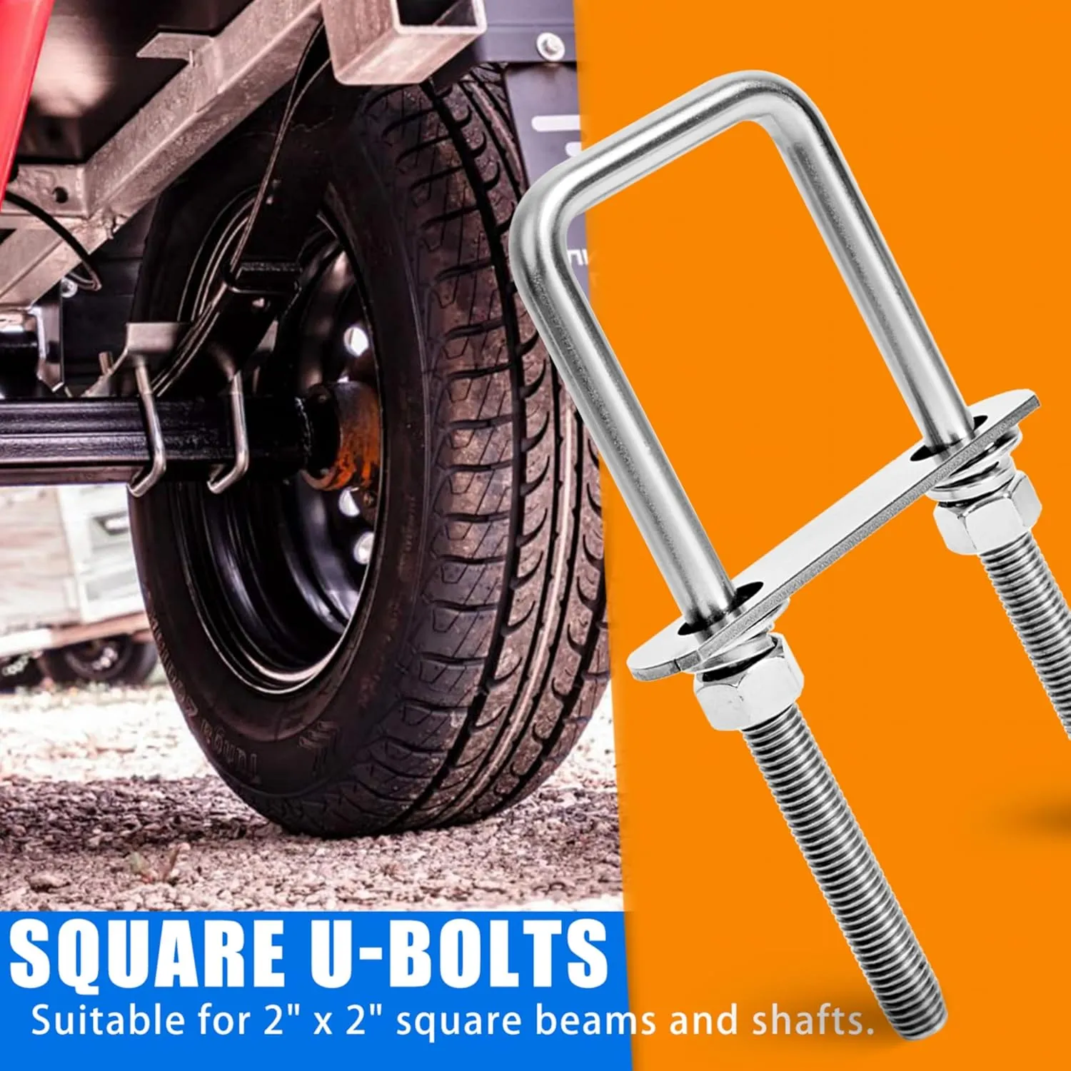 4 Sets Heavy Duty Square u Bolts M12 Thread Size,304 Stainless Steel u-Bolts 2-1/16" W x 6-1/2" L,with Nuts,Bolt Plate and washers (4, M12 x 2-1/16" W x 6-1/2" L)