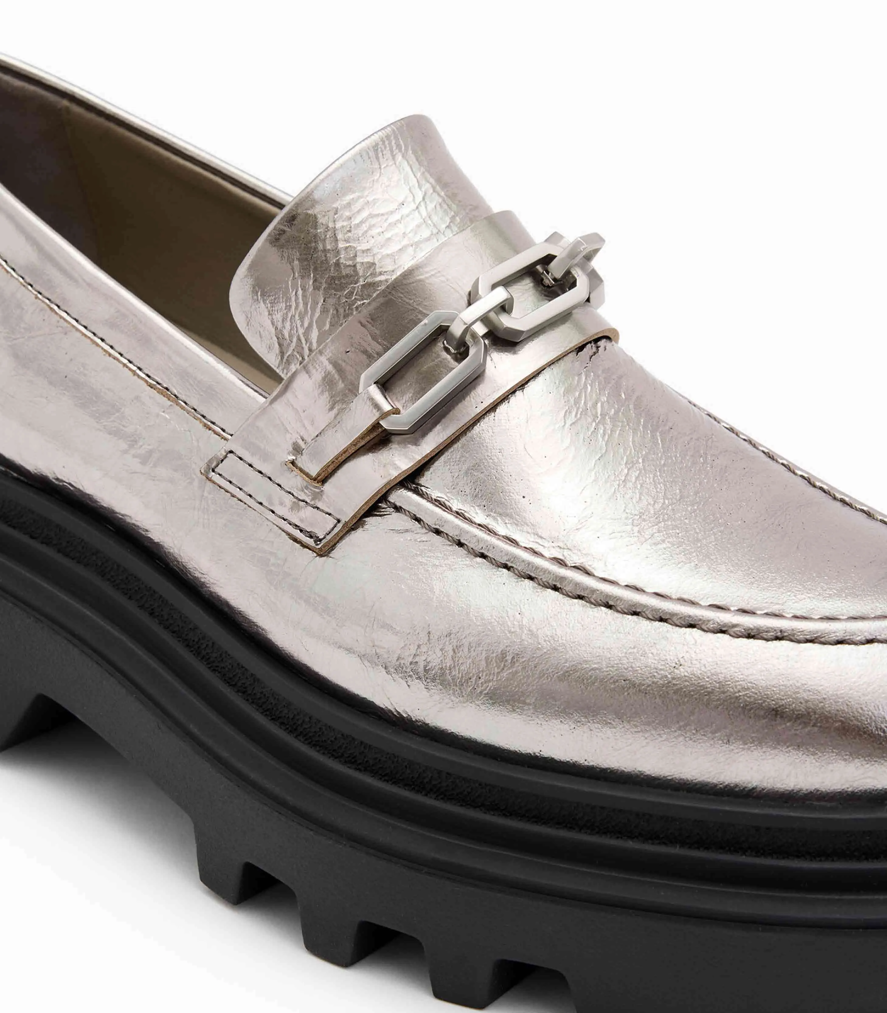AllSaints- Alexia Chain Chunky Leather Loafers