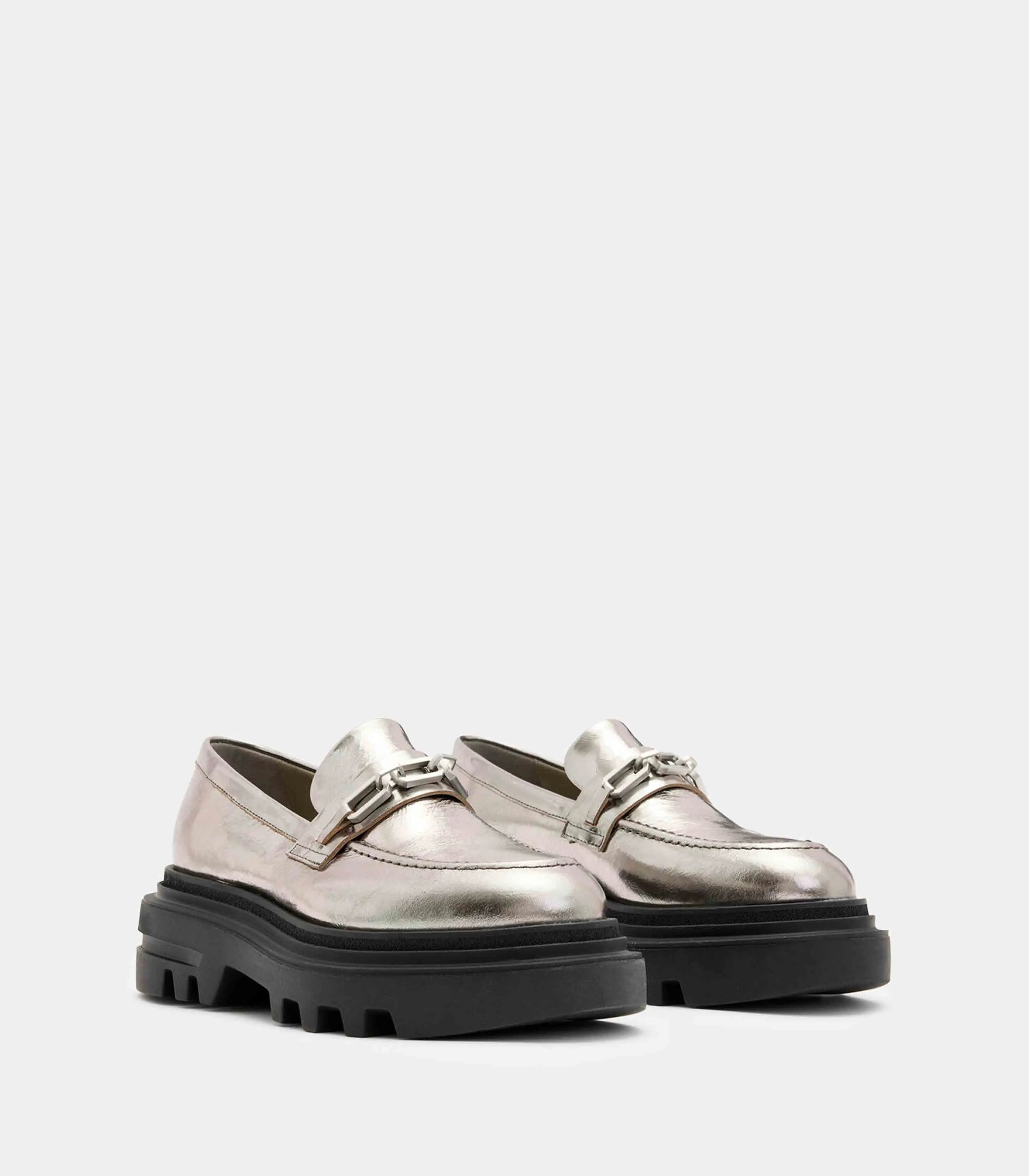 AllSaints- Alexia Chain Chunky Leather Loafers