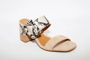 ALPE - 4682 Block Heel Beige/Snake Mule