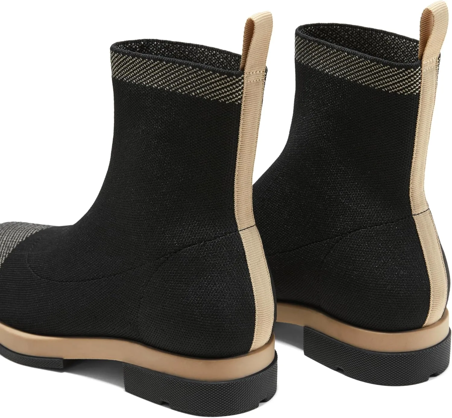 Arromic Ankle Boots for Women Square Toe Black Booties Comfortbale Sock Slip On Stretch Knit Low Flat Heel for Dress Daily