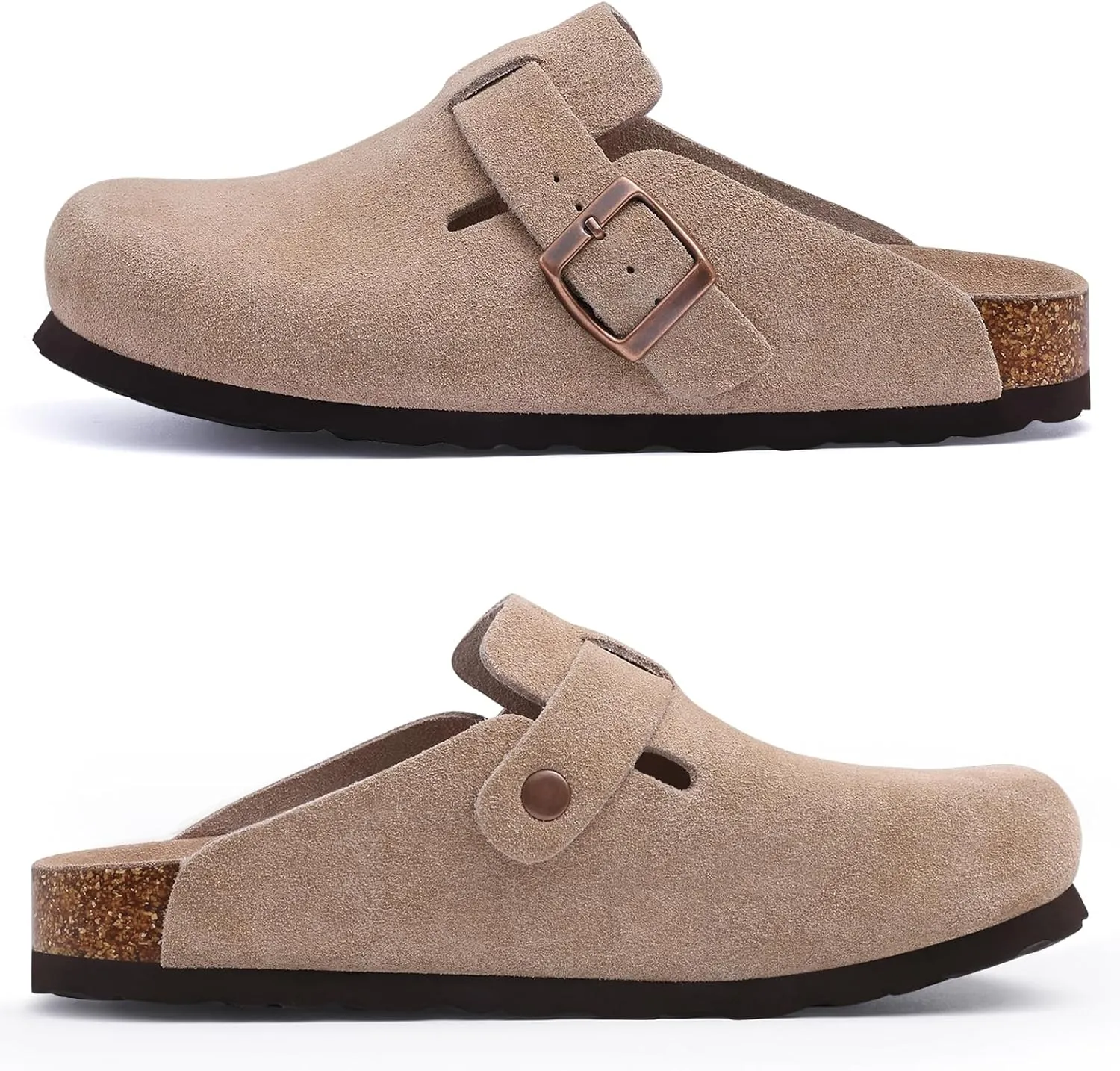 Asgard Suede Clogs Mules Potato Shoes with Comfort Cork Footbed - Wide Feet Please Half Size UP