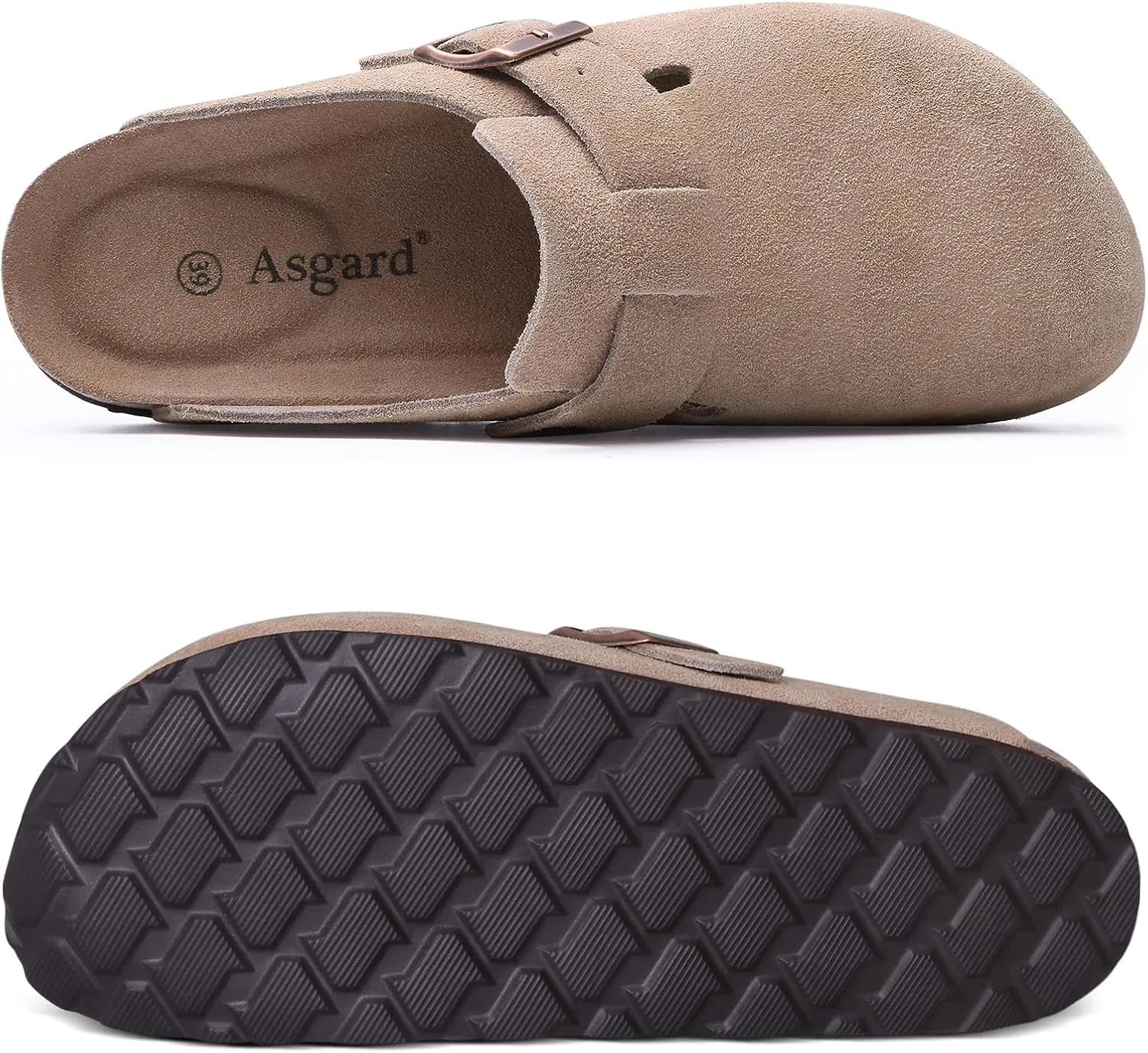 Asgard Suede Clogs Mules Potato Shoes with Comfort Cork Footbed - Wide Feet Please Half Size UP