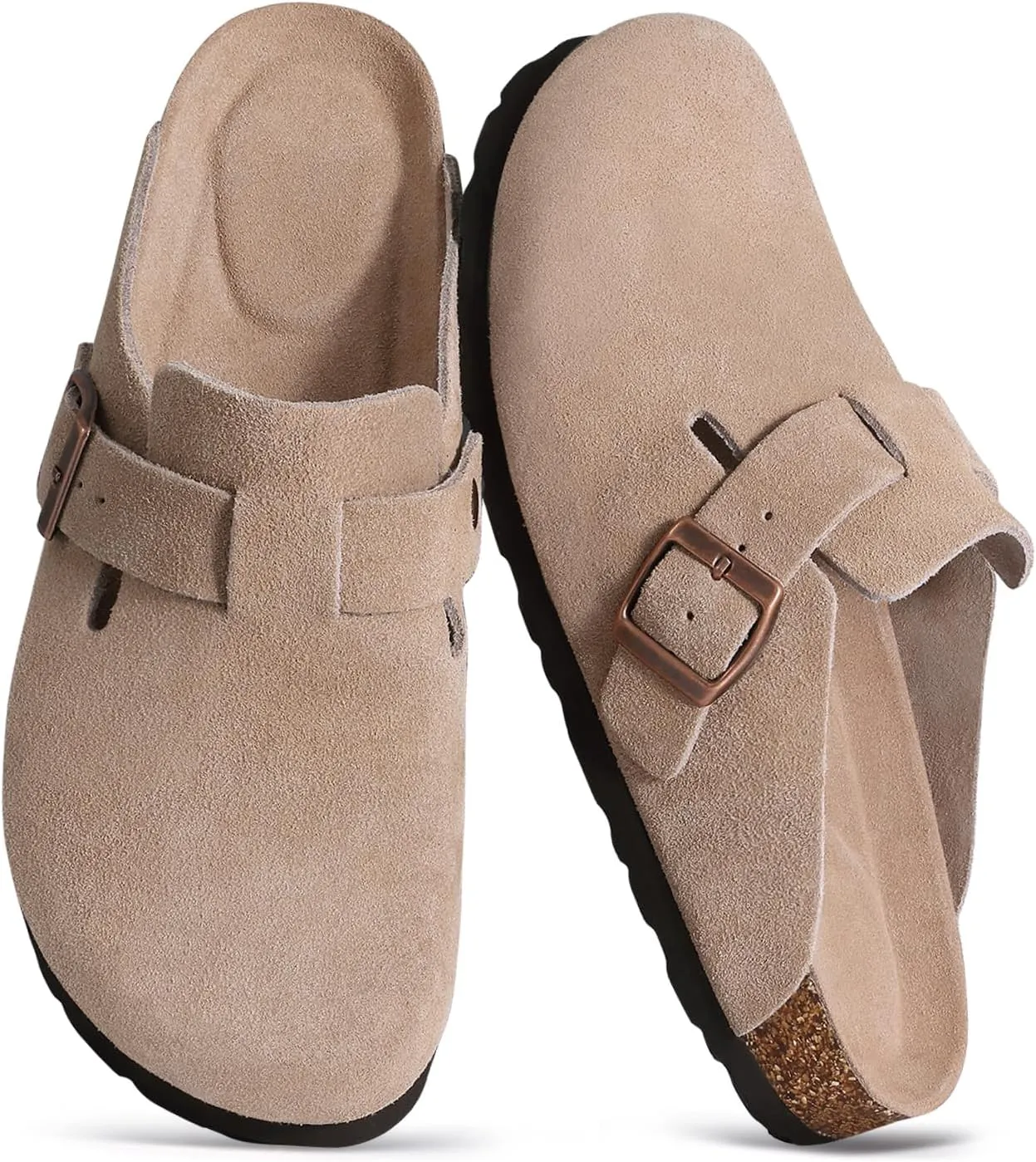 Asgard Suede Clogs Mules Potato Shoes with Comfort Cork Footbed - Wide Feet Please Half Size UP