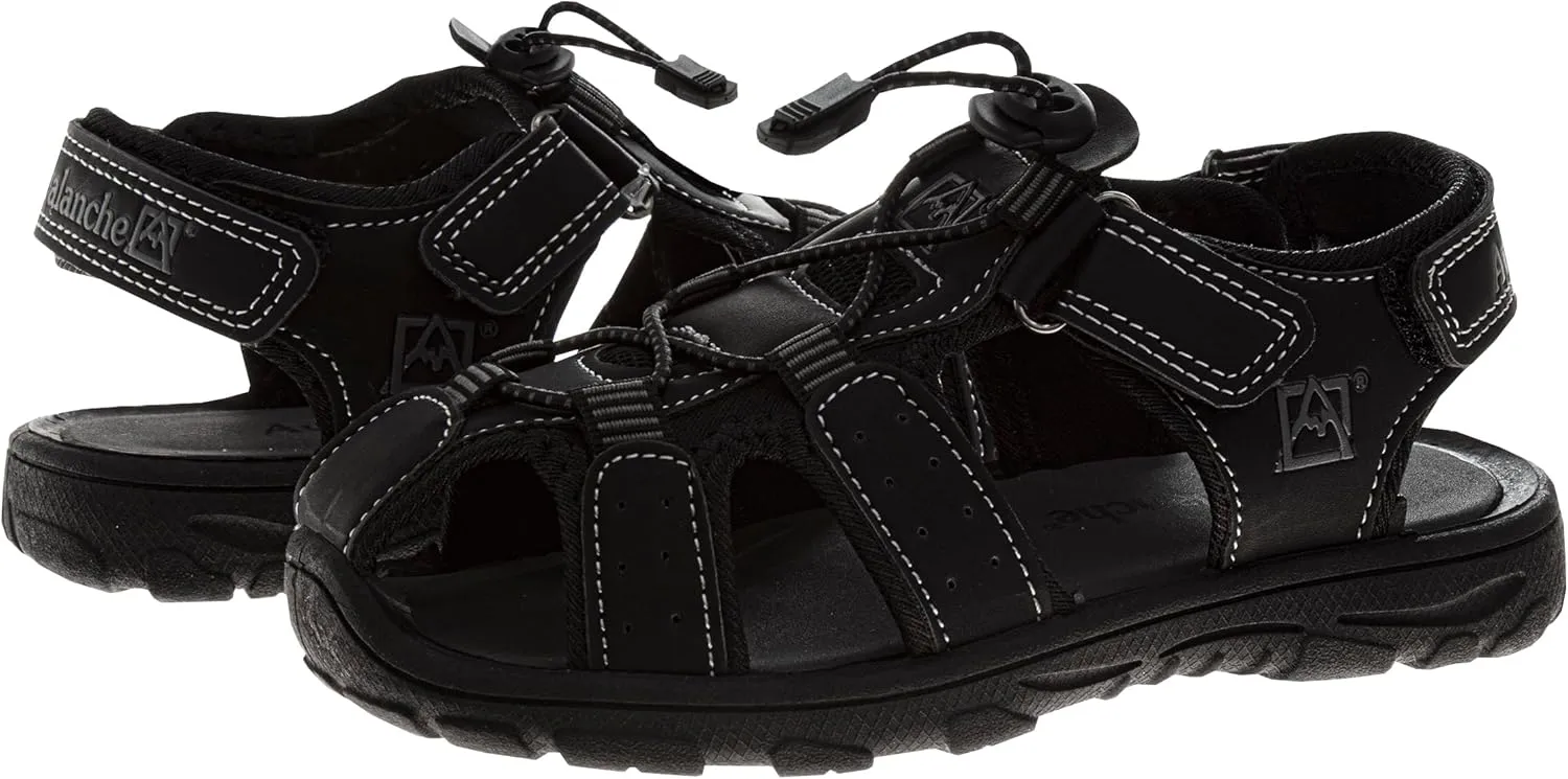 Avalanche Kids Close Toe Sandal with Strap Closure - Durable Walking Sport Sandals for Boys (sizes: 11-13 Little Kid / 1-4 Big Kid)