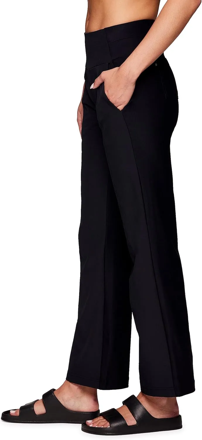 Avalanche Women's Hybrid Pant Lightweight Woven/Knit Flare Pant for Hiking, Travel, Quick Drying Bootcut Pant with Pockets
