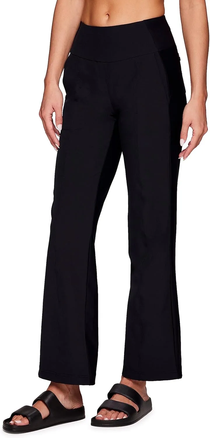 Avalanche Women's Hybrid Pant Lightweight Woven/Knit Flare Pant for Hiking, Travel, Quick Drying Bootcut Pant with Pockets