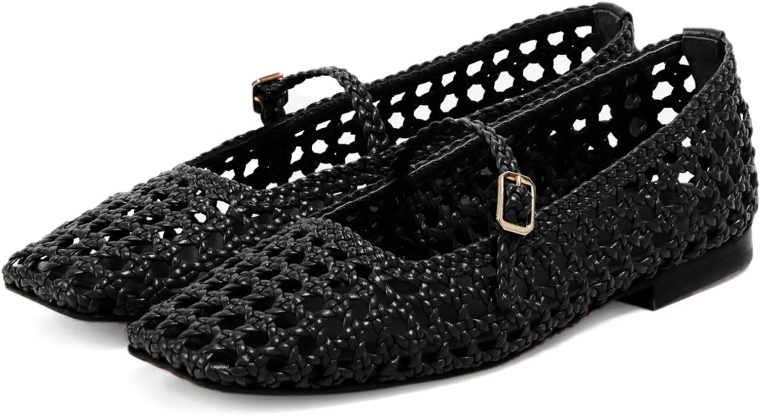 Ballet Flats Shoes for Women Square Toe Mary Jane Flats Shoes Buckle Strap Dress Casual Comfortable Ballerina Shoes