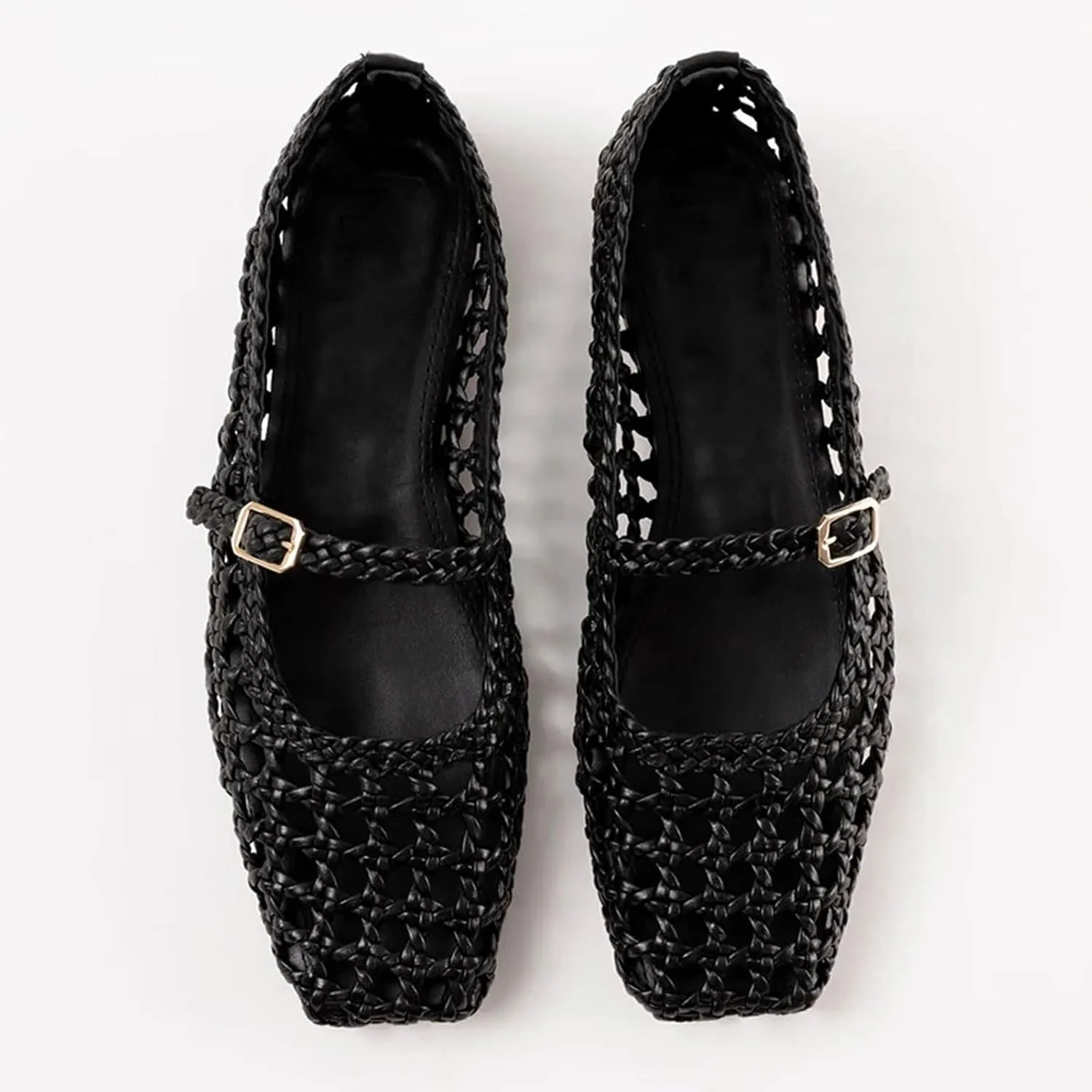 Ballet Flats Shoes for Women Square Toe Mary Jane Flats Shoes Buckle Strap Dress Casual Comfortable Ballerina Shoes
