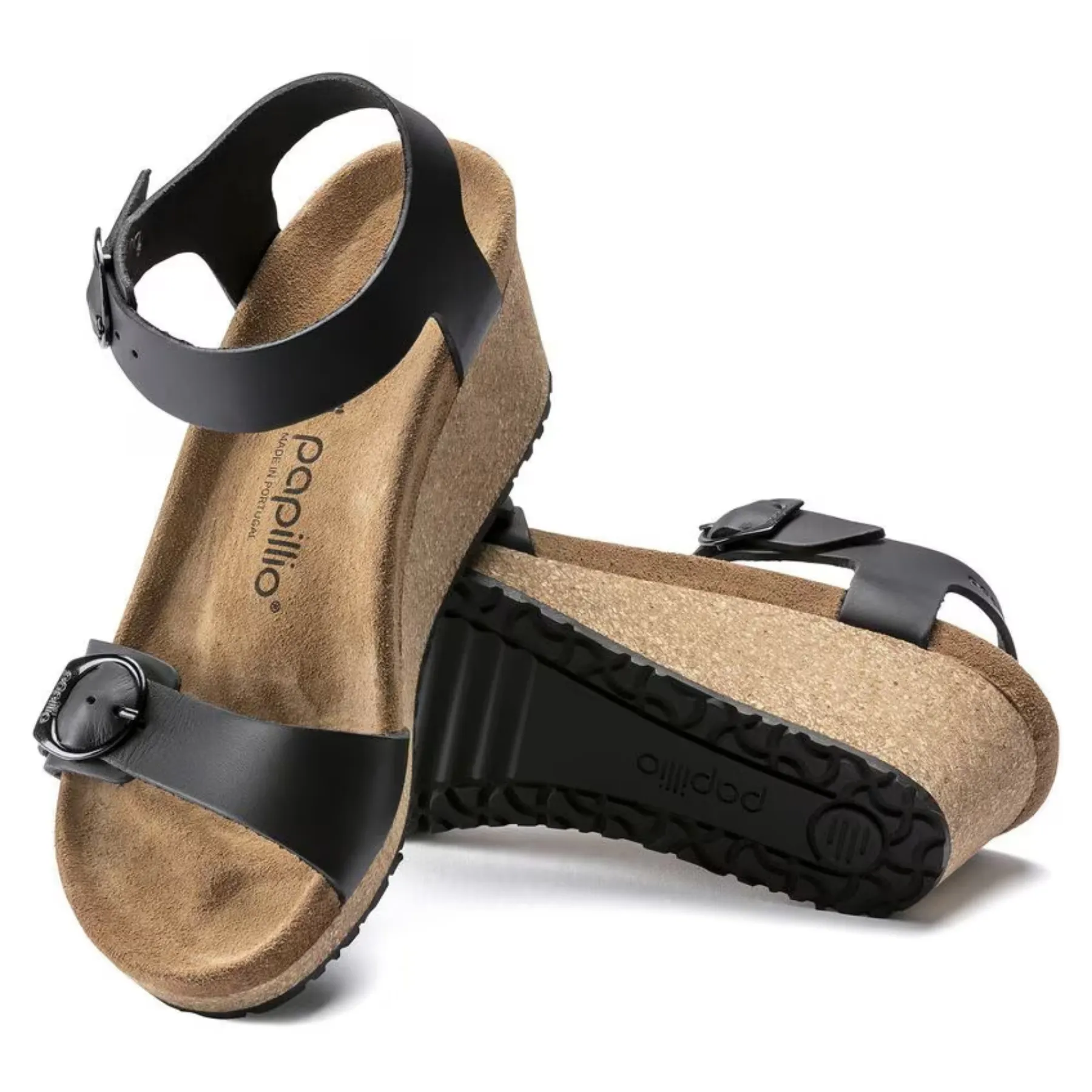 BIRKENSTOCK Papillio Soley Leather Wedge Heel Sandal