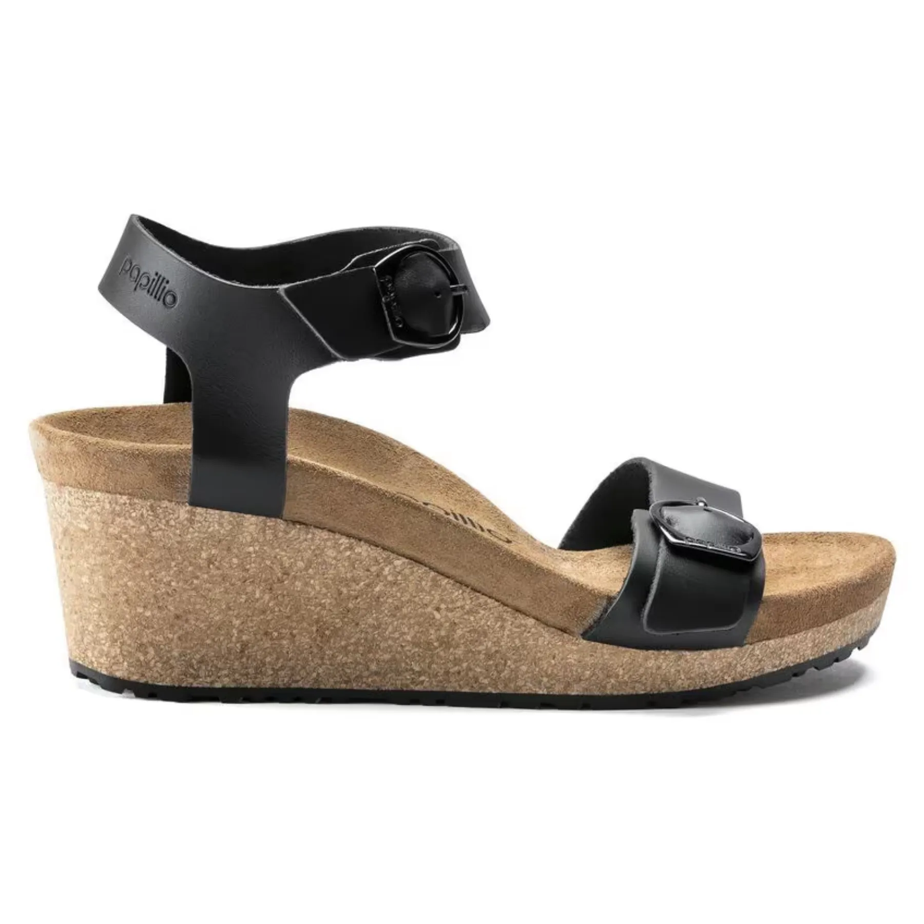 BIRKENSTOCK Papillio Soley Leather Wedge Heel Sandal