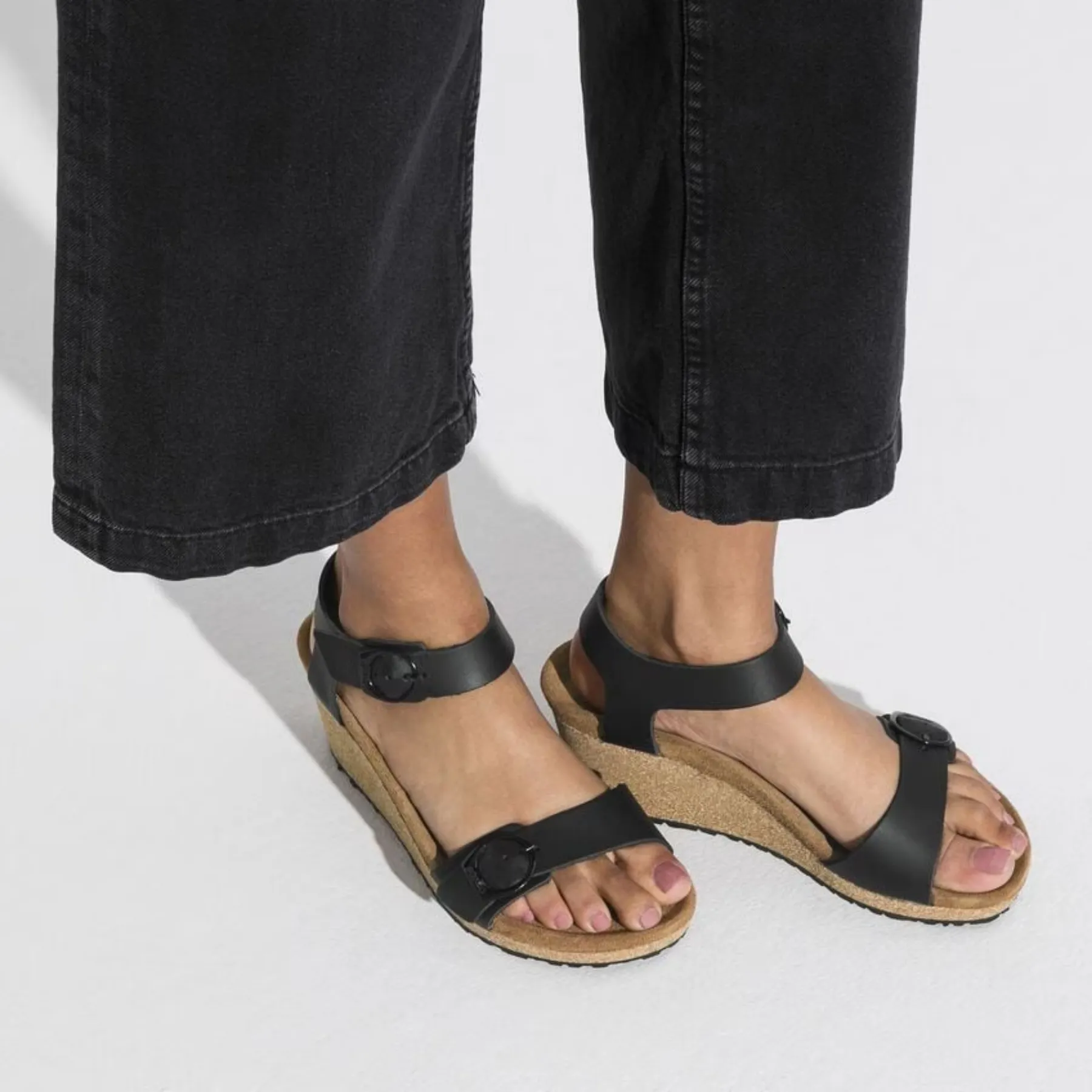 BIRKENSTOCK Papillio Soley Leather Wedge Heel Sandal