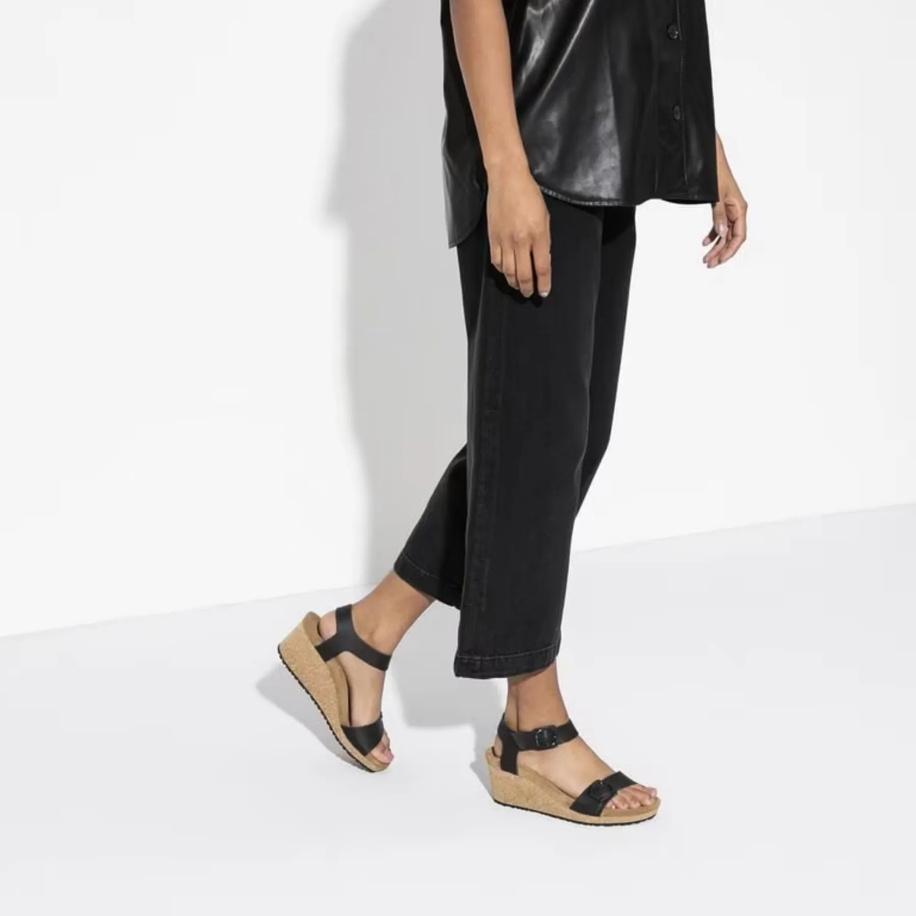 BIRKENSTOCK Papillio Soley Leather Wedge Heel Sandal