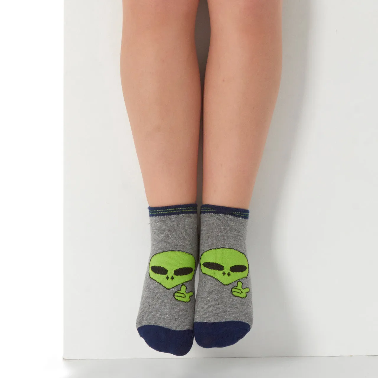Boys Trainer Liner Low Cut Socks Alien Gaming 6 Pairs