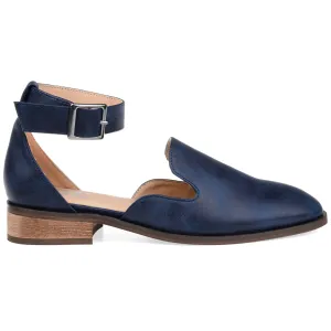 Brinley Co. Womens Square Toe Ankle Strap Flat Navy, 10 Regular US