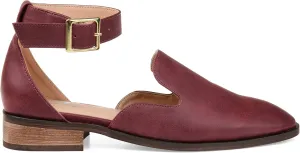 Brinley Co. Womens Square Toe Ankle Strap Flat Wine, 11 Regular US