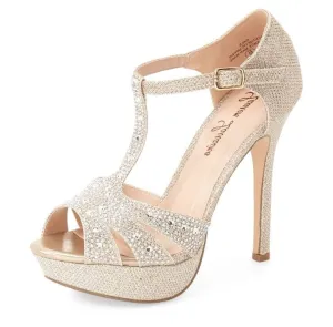 Broad collection Gale Sandals Dress Nude Fashion Toe Stiletto Sparkle Open Lorraine Durable Lauren Pumps