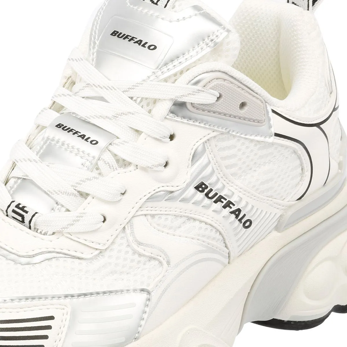 Buffalo Truck Women's White/Silver Trainers