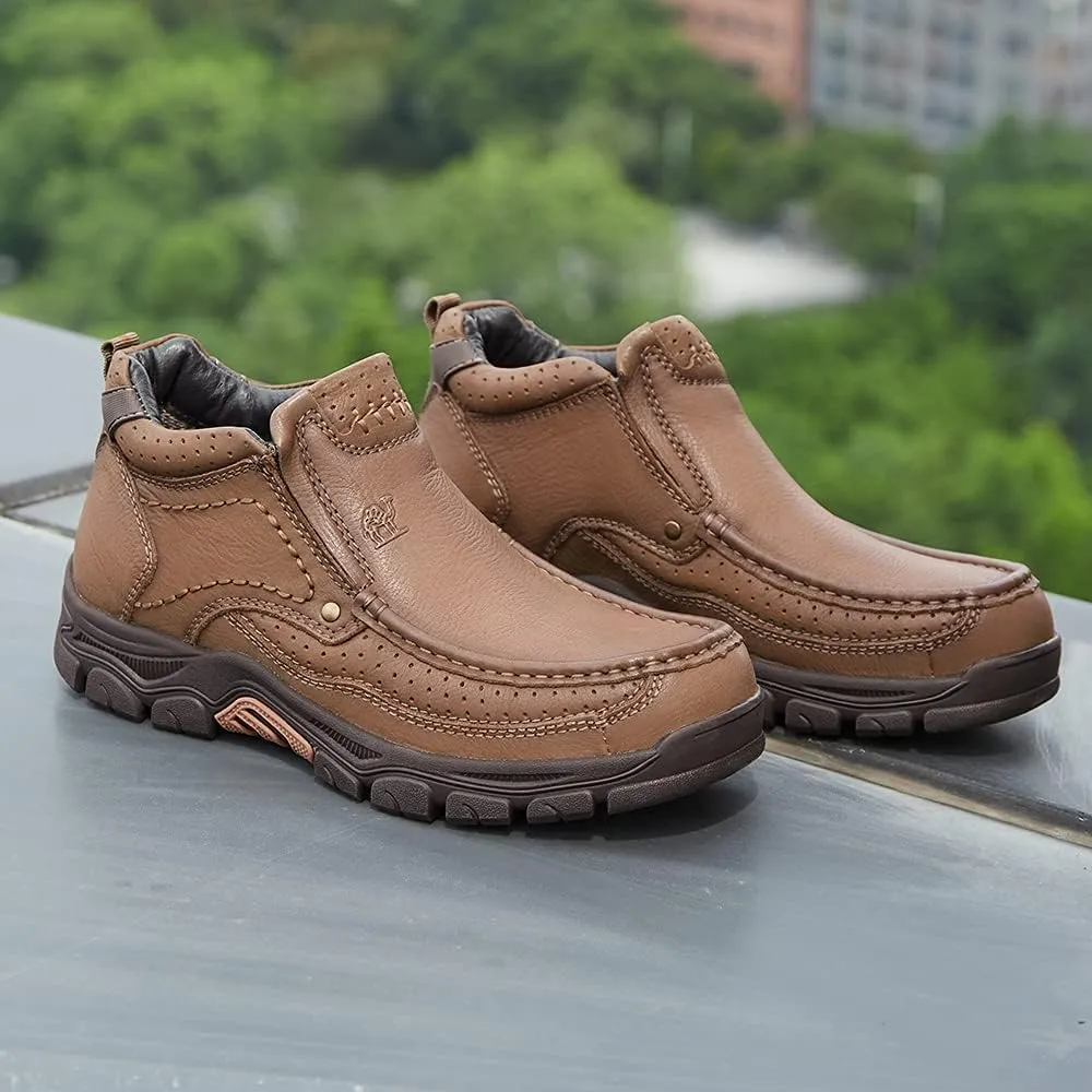 CAMEL CROWN Mens Slip On Loafer Mid-top Leather Casual Walking Shoes Comfortable for Work Office Dress Outdoor