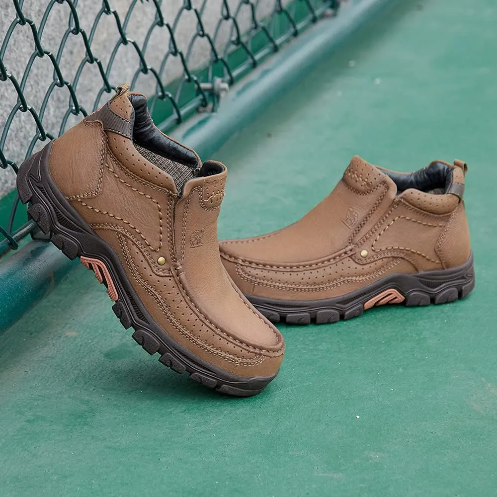 CAMEL CROWN Mens Slip On Loafer Mid-top Leather Casual Walking Shoes Comfortable for Work Office Dress Outdoor