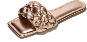 Cape Robbin Women's Square-Toe Braided Sandals - Flat Woven Slip-On Mules (Vagabond)