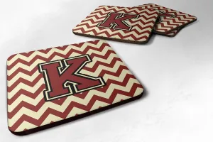 Caroline's Treasures CJ1061-KFC Letter K Chevron Maroon and Gold Foam Coaster Set of 4 Set of 4 Cup Coasters for Indoor Outdoor, Tabletop Protection, Anti Slip, Mouse pad Material