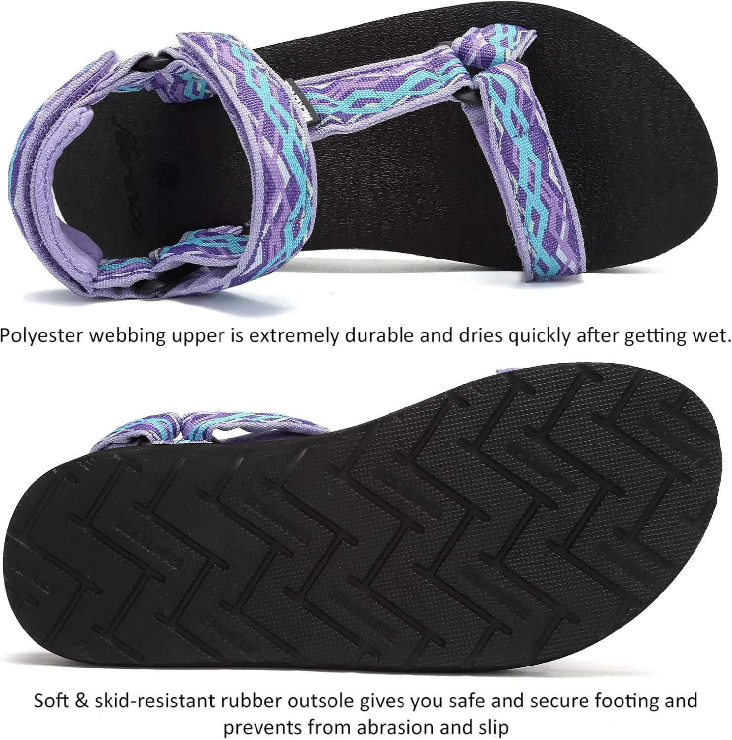 CIOR Women's Sport Sandals Hiking Sandals with Arch Support Yoga Mat Insole Outdoor Light Weight Water Shoes