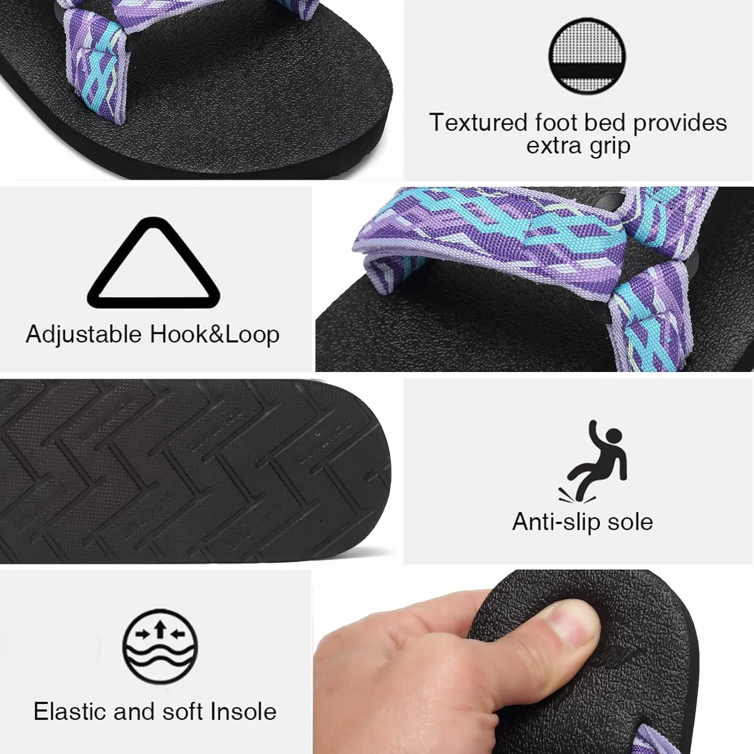CIOR Women's Sport Sandals Hiking Sandals with Arch Support Yoga Mat Insole Outdoor Light Weight Water Shoes