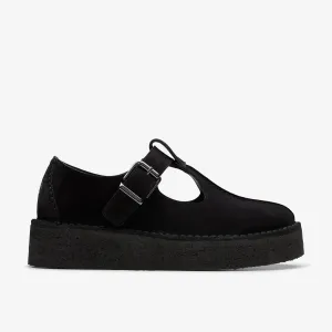 Clarks Women's TrekWedge Tbar Black Suede 26180222