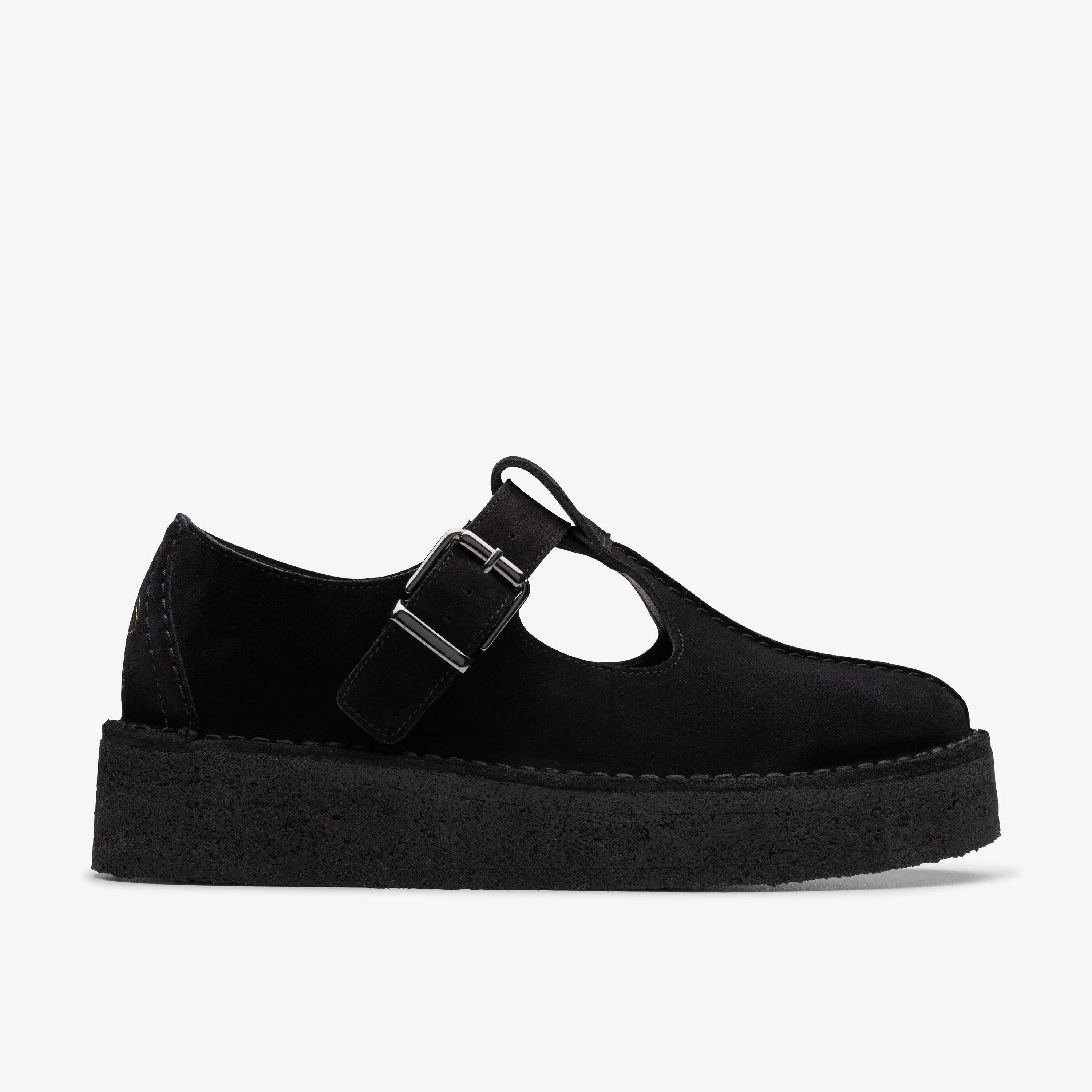 Clarks Women's TrekWedge Tbar Black Suede 26180222