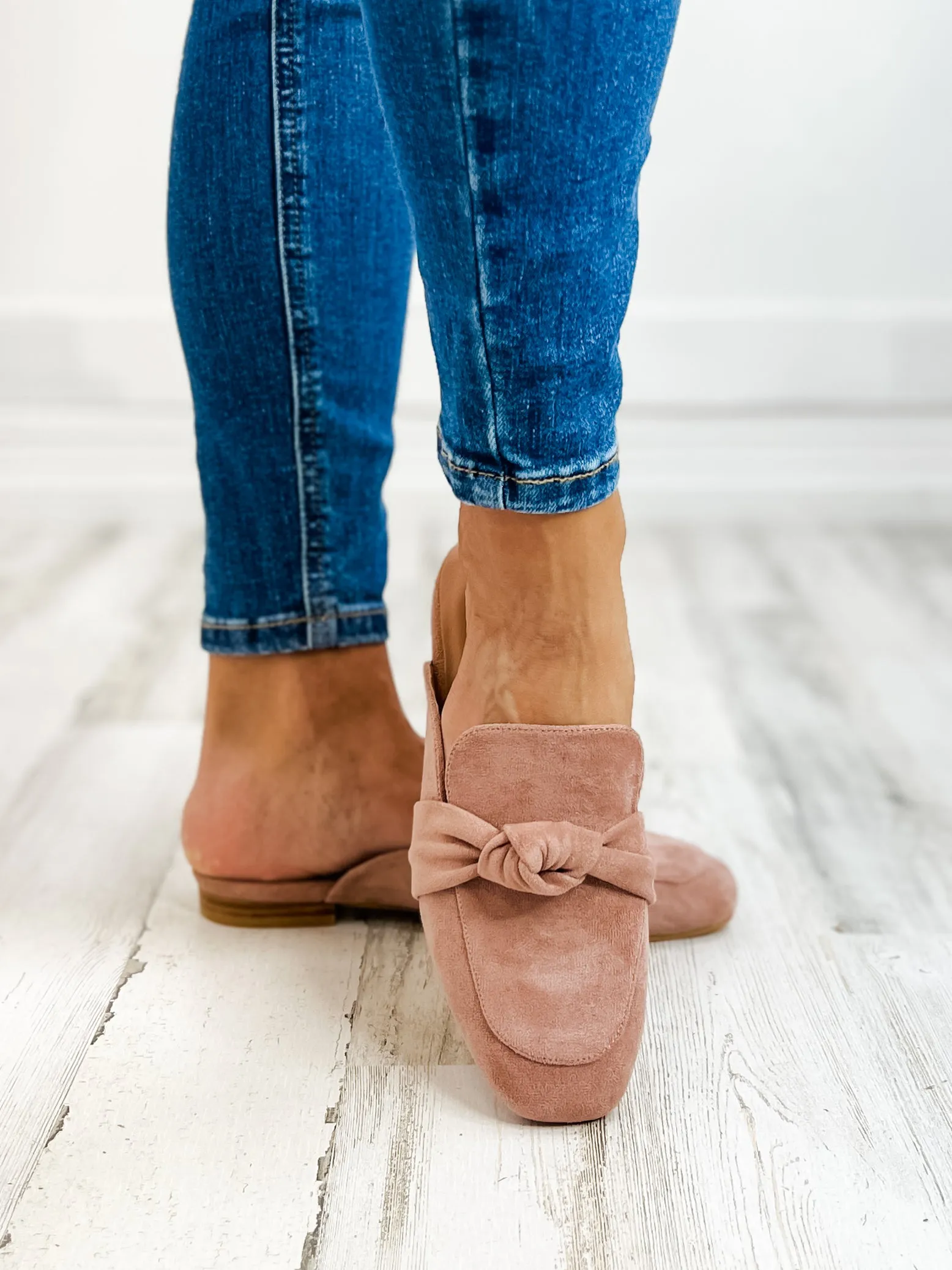 Corkys Clingy Mules in Blush Faux Suede