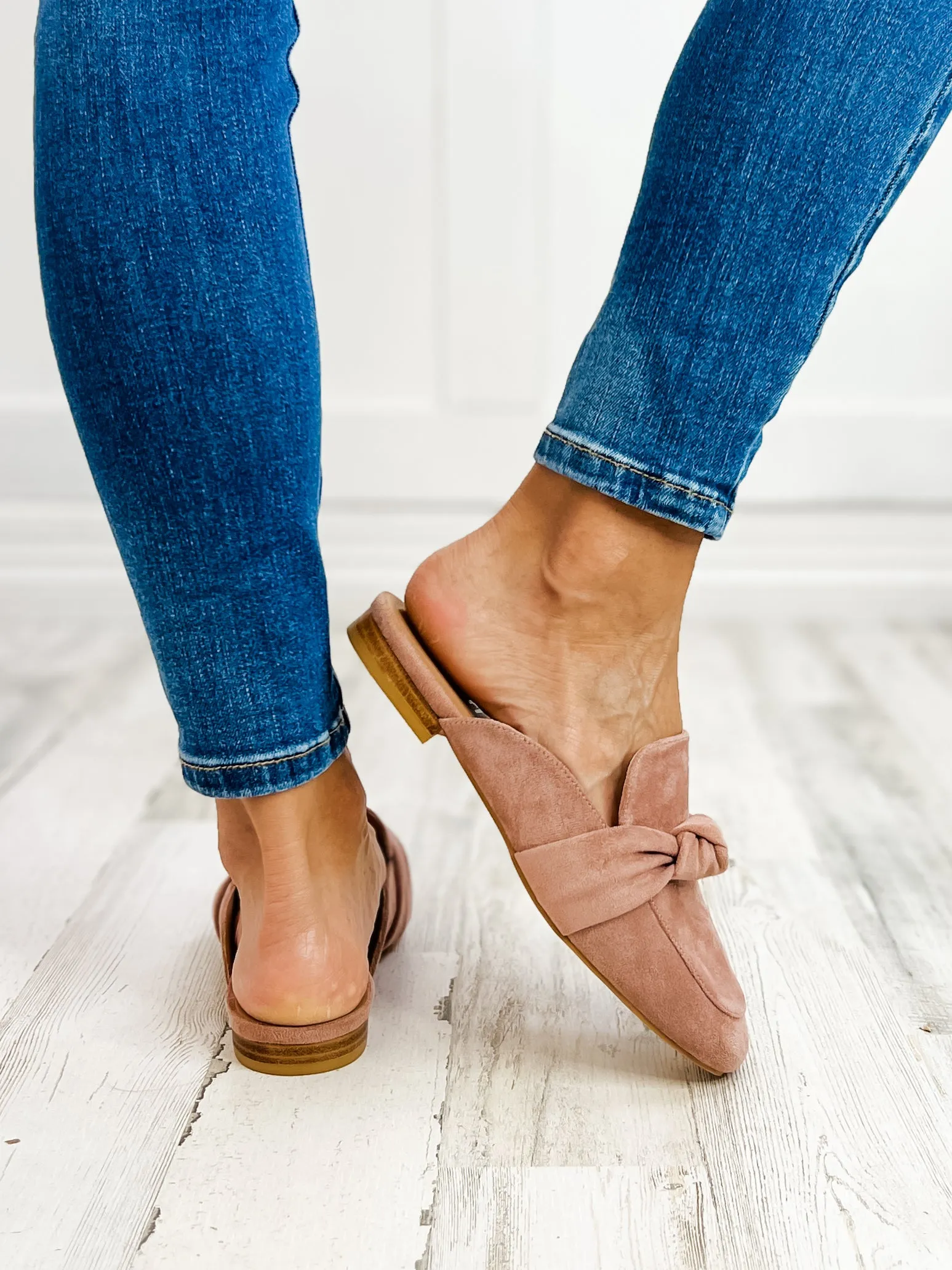 Corkys Clingy Mules in Blush Faux Suede