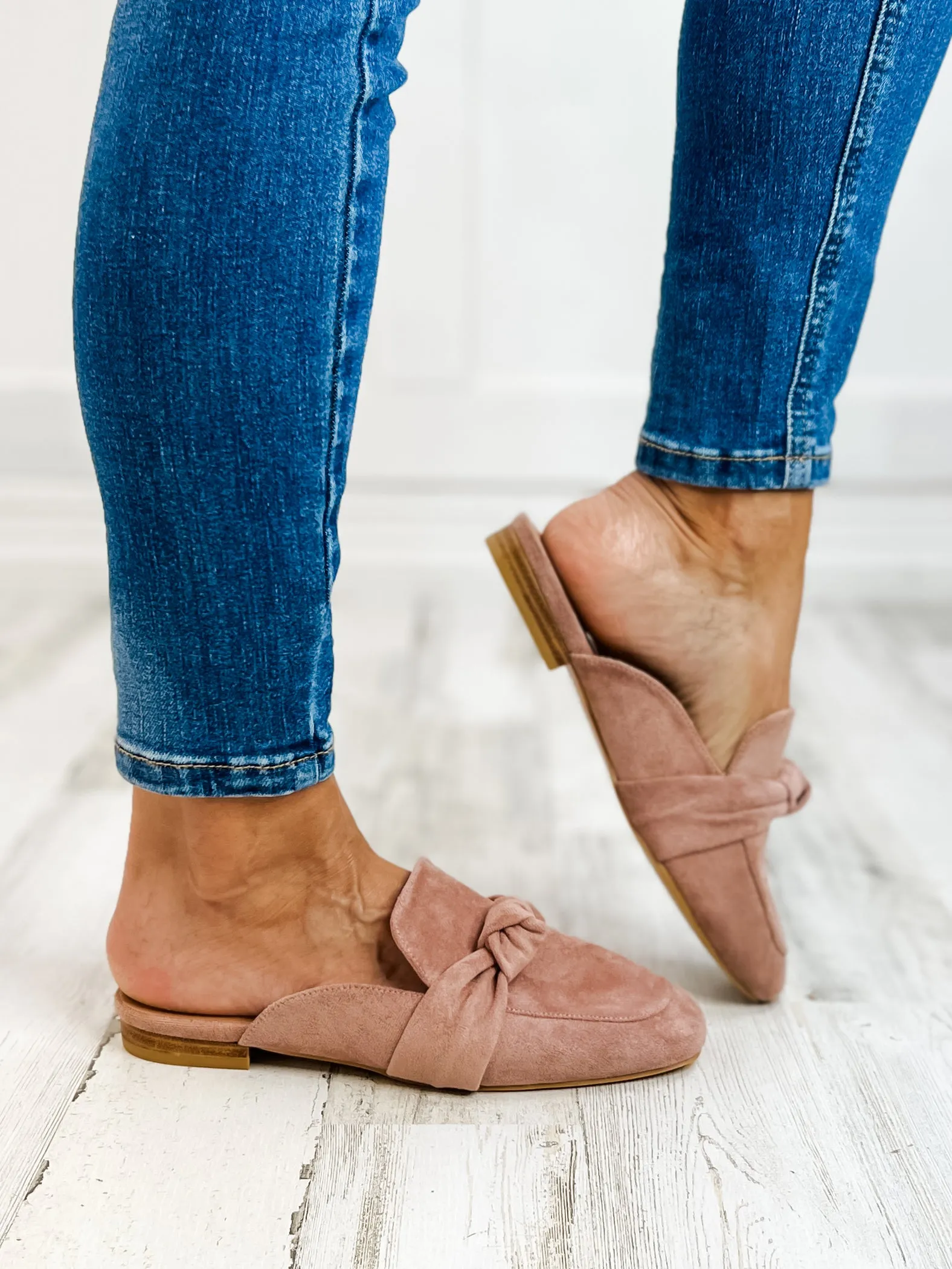 Corkys Clingy Mules in Blush Faux Suede