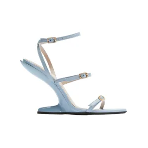 CRYSTAL-BUCKLE LEATHER SANDAL