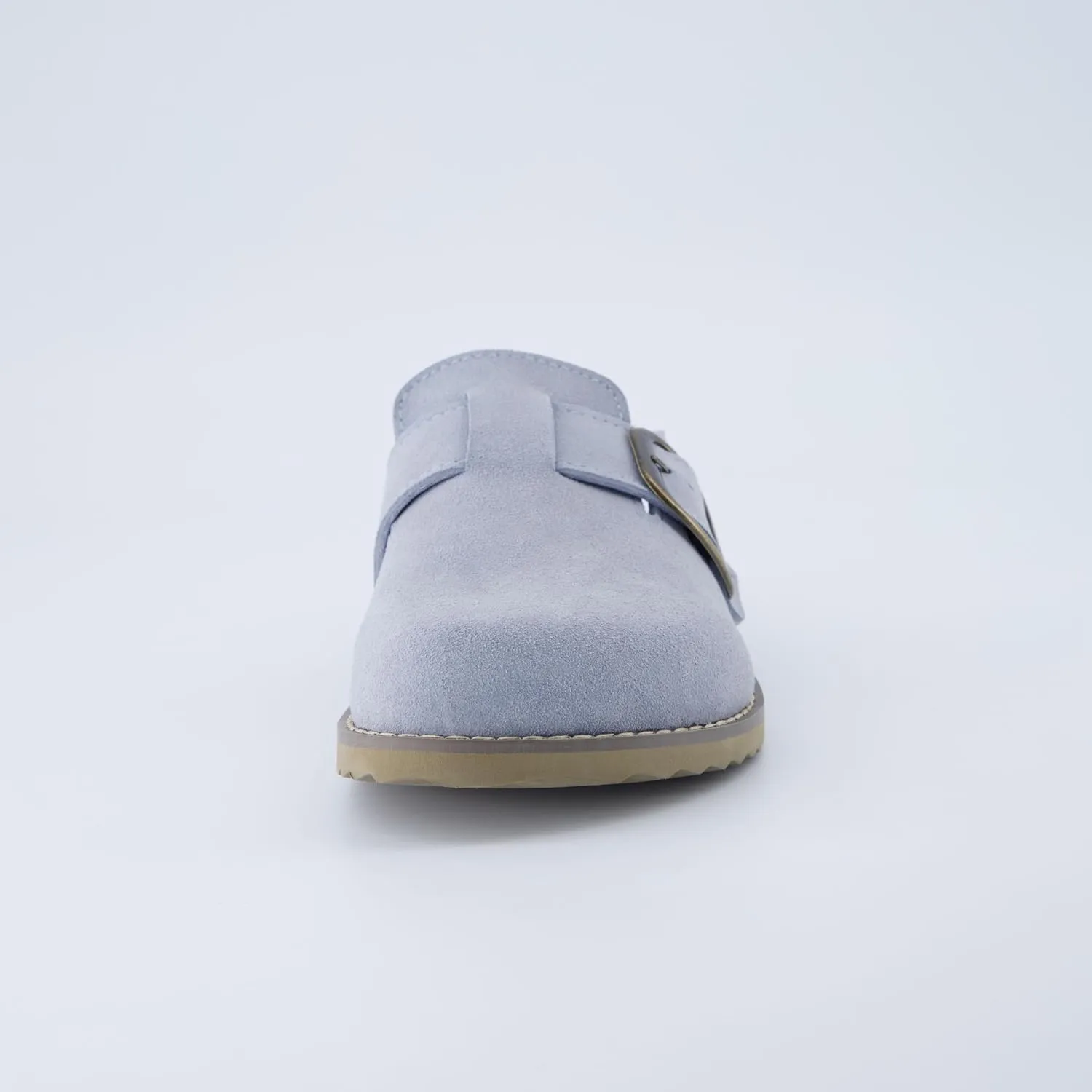 CUSHIONAIRE Women's Blain Genuine Suede Slip-On Clogs with   Memory Foam & Chic Buckle Mule - Comfortable, Non-Slip, Wide Widths Available