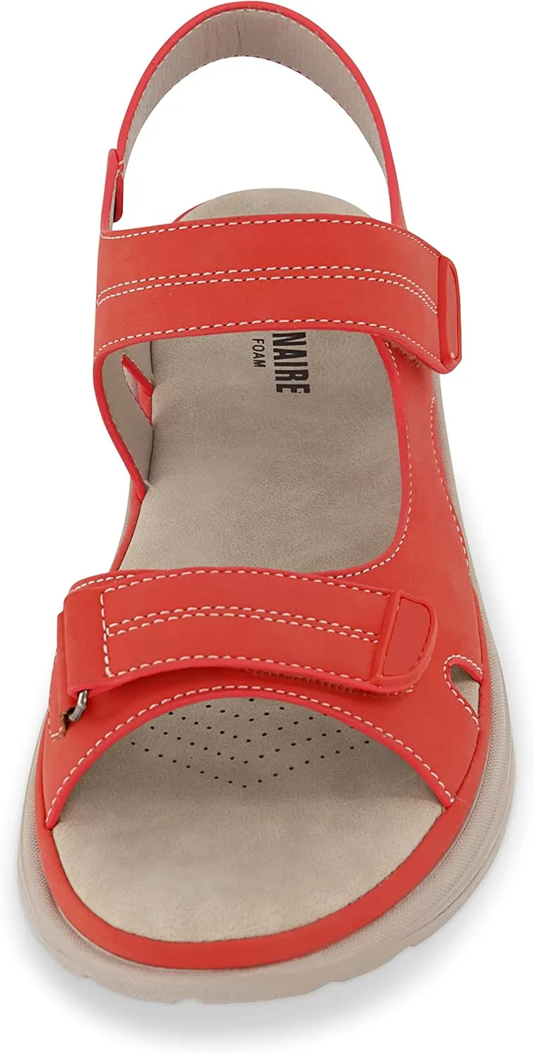 CUSHIONAIRE Women's Magee comfort footbed outdoor sandal with adjustable strap and  Memory Foam, Wide Widths Available