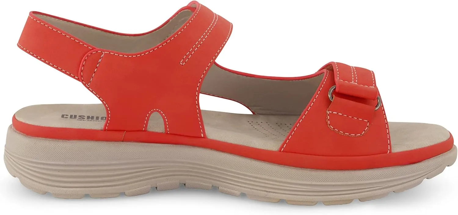 CUSHIONAIRE Women's Magee comfort footbed outdoor sandal with adjustable strap and  Memory Foam, Wide Widths Available