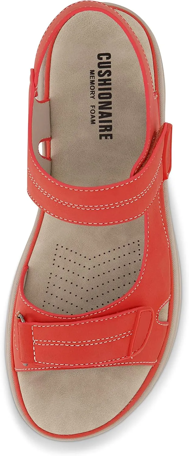 CUSHIONAIRE Women's Magee comfort footbed outdoor sandal with adjustable strap and  Memory Foam, Wide Widths Available
