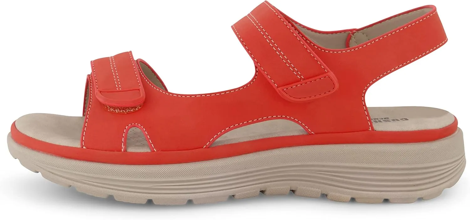 CUSHIONAIRE Women's Magee comfort footbed outdoor sandal with adjustable strap and  Memory Foam, Wide Widths Available