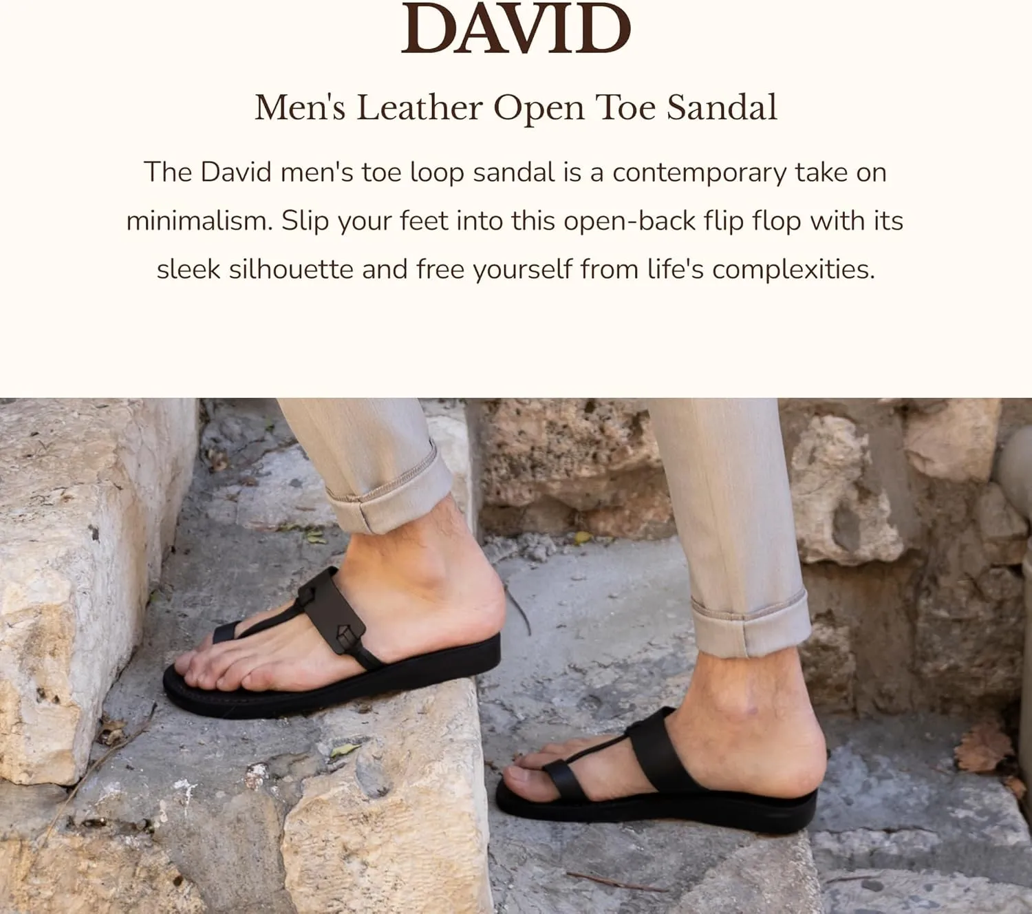 David - Leather Open Toe Sandal - Mens Sandals