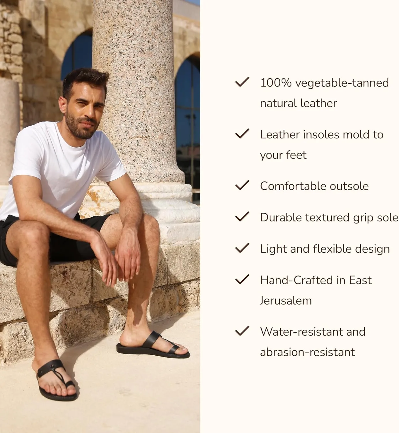 David - Leather Open Toe Sandal - Mens Sandals