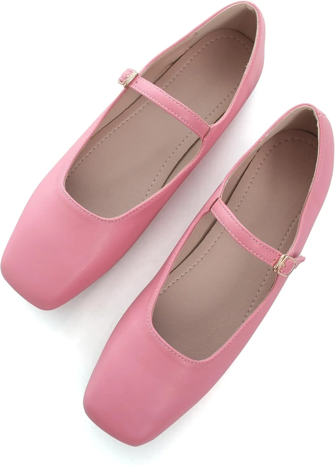 Dear Time Mary Jane Flats for Women Elegant Ballet Flats Strap Shoes Dressy Square Toe Flats Shoes