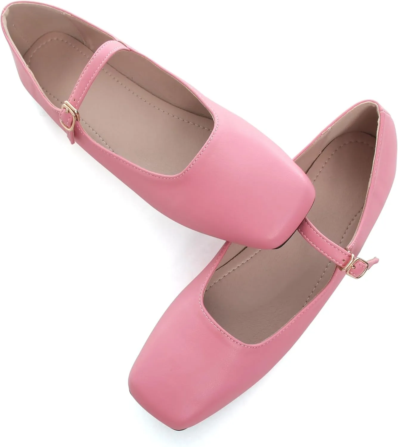 Dear Time Mary Jane Flats for Women Elegant Ballet Flats Strap Shoes Dressy Square Toe Flats Shoes