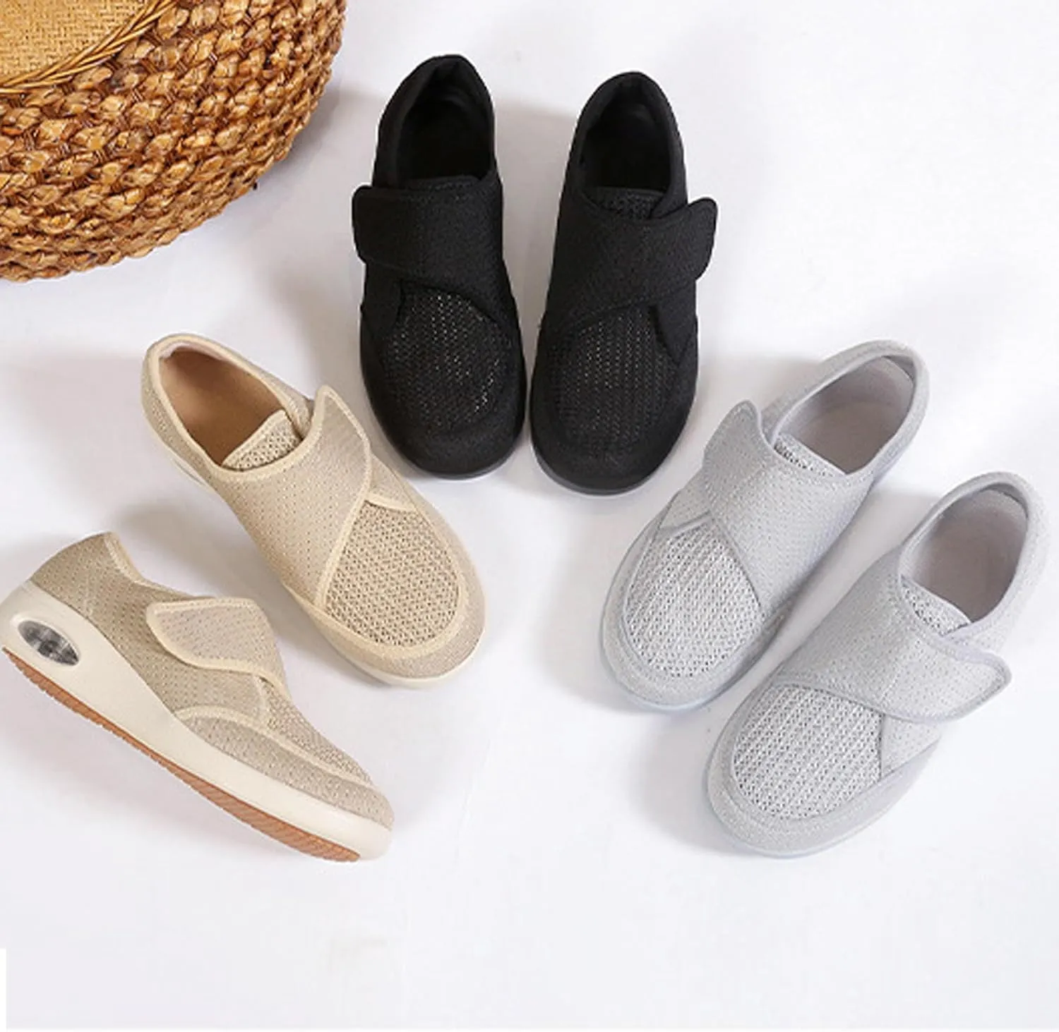 Diabetic Shoes for Women Men Wide Width Comfort Walking Loafers Slip On Shoes Flat Feet Adjustable Lightweight Breathable Shoes
