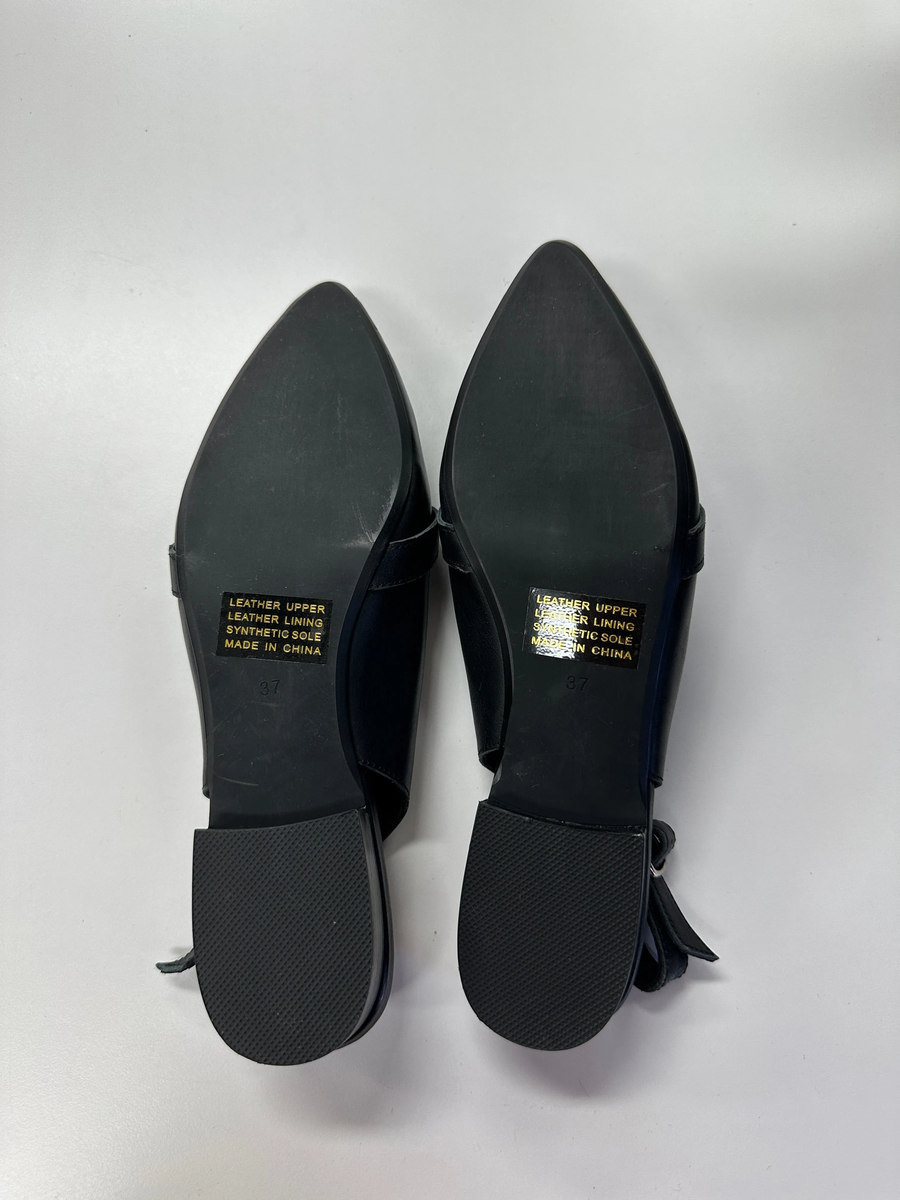 Dido Black Leather Slingback Flat Heel