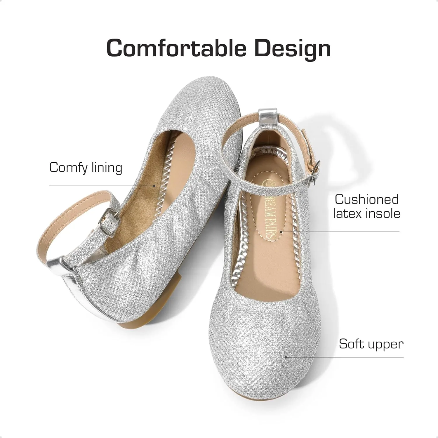 DREAM PAIRS Girls Dress Shoes Girl's Ballerina Flat Ankle Strap Ballet Flats (Toddler/Little Kid/Big Kid)