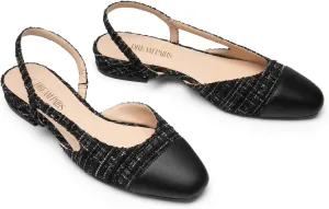 DREAM PAIRS Slingback Ballet Flats for Women Square Cap Toe Low Heel Dress Shoes Comfortable Work Flats for Office Party Wedding Business Casual